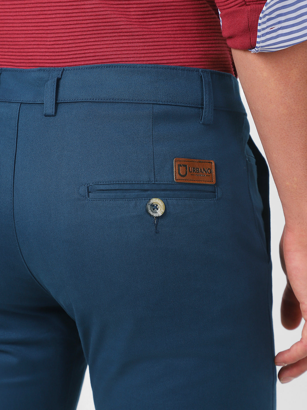 Men's Royal Blue Cotton Slim Fit Casual Chinos Trousers Stretch