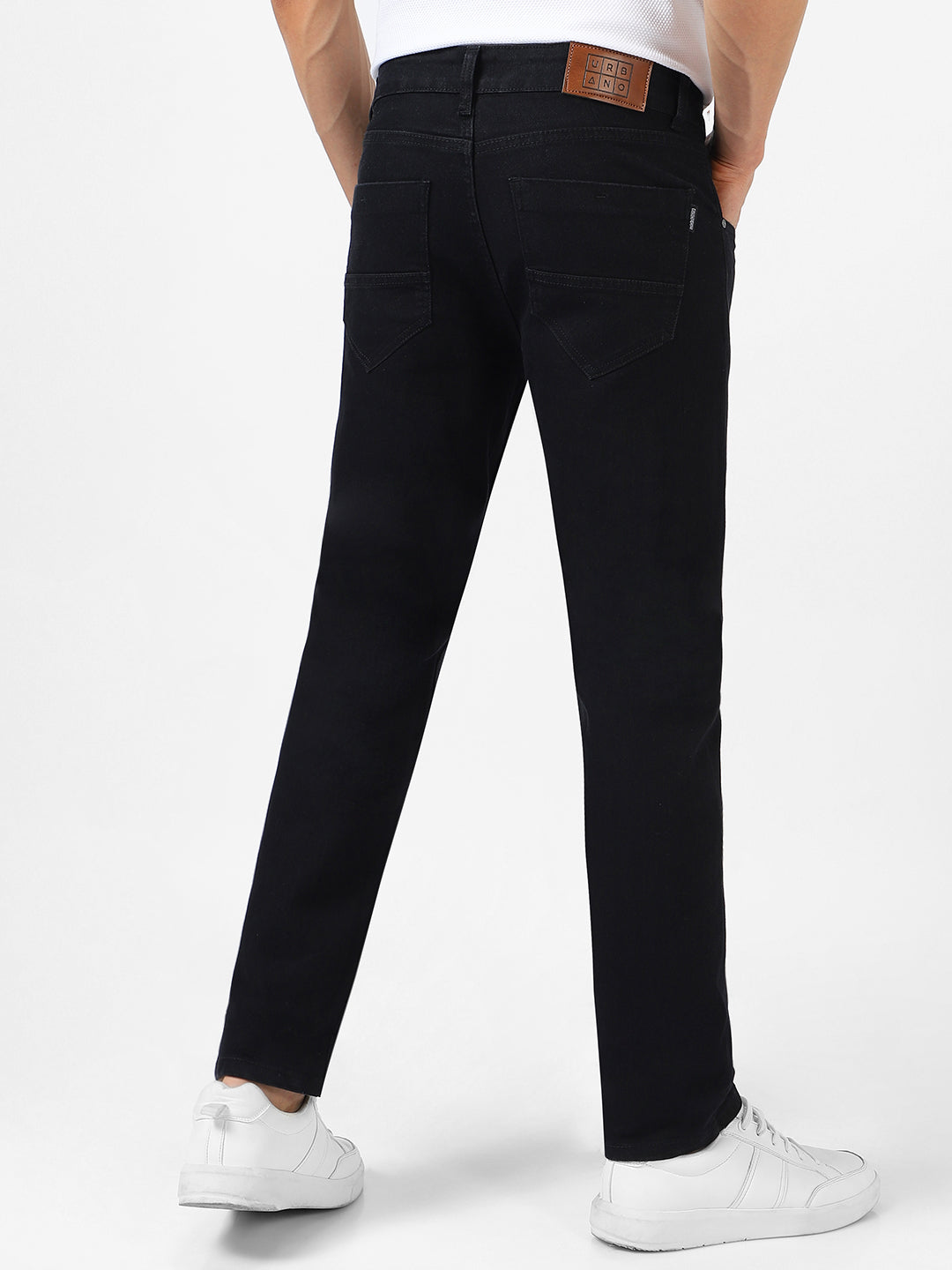 Men's Black Regular Fit Washed Jeans Stretchable