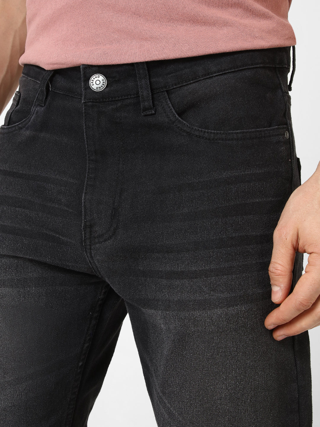 Men's Black Slim Fit Washed Jeans Stretchable