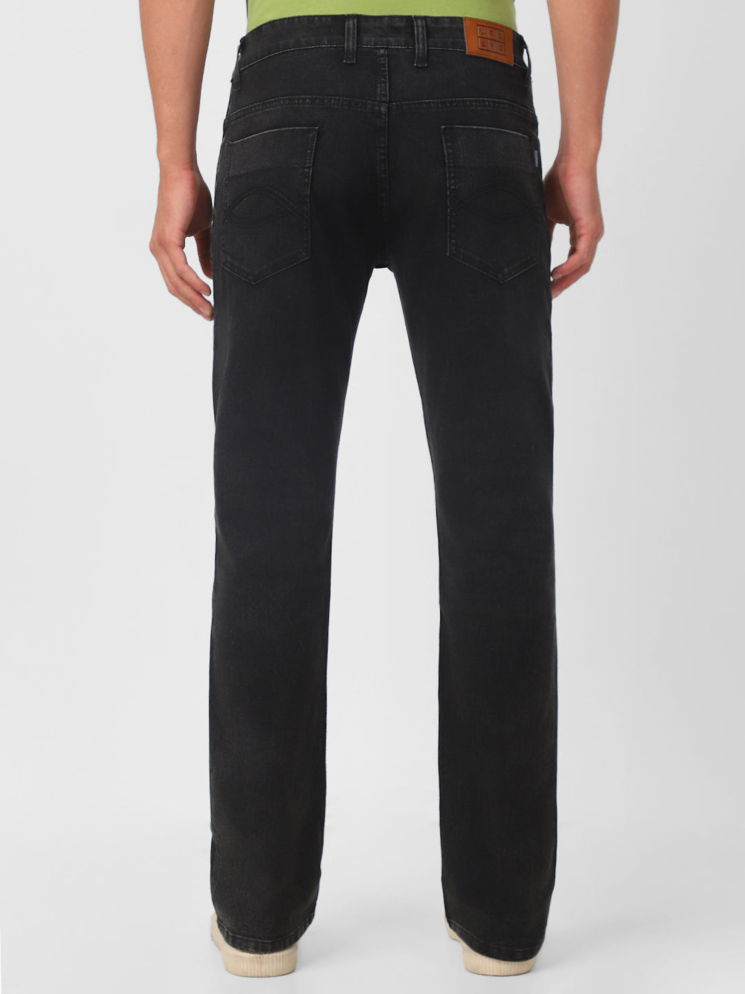 Men's Black Washed Bootcut Jeans Stretchable