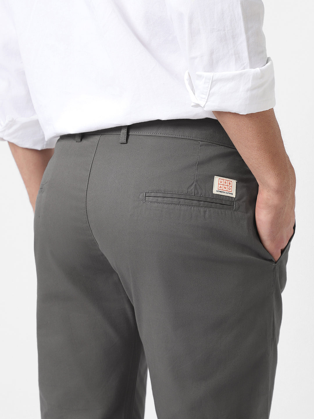 Men's Dark Green Cotton Slim Fit Casual Chinos Trousers