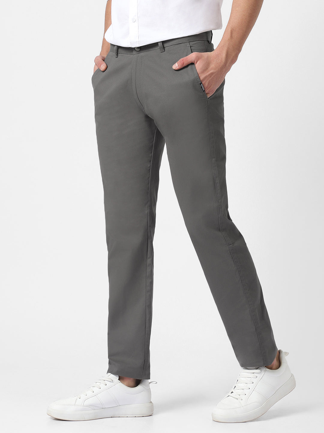 Men's Dark Green Cotton Slim Fit Casual Chinos Trousers