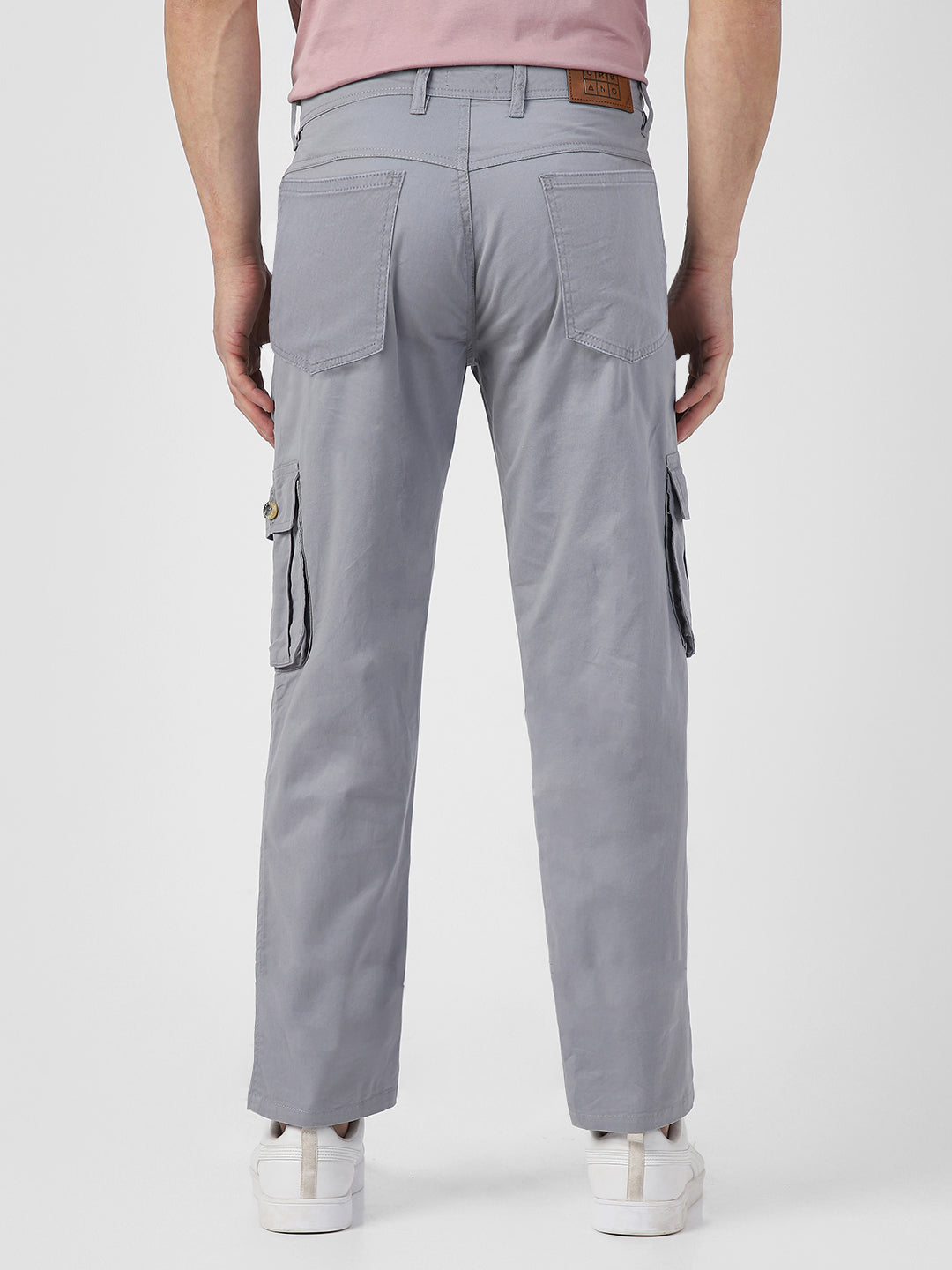 Men's Light Blue Regular Fit Solid Cargo Chino Pant with 6 Pockets