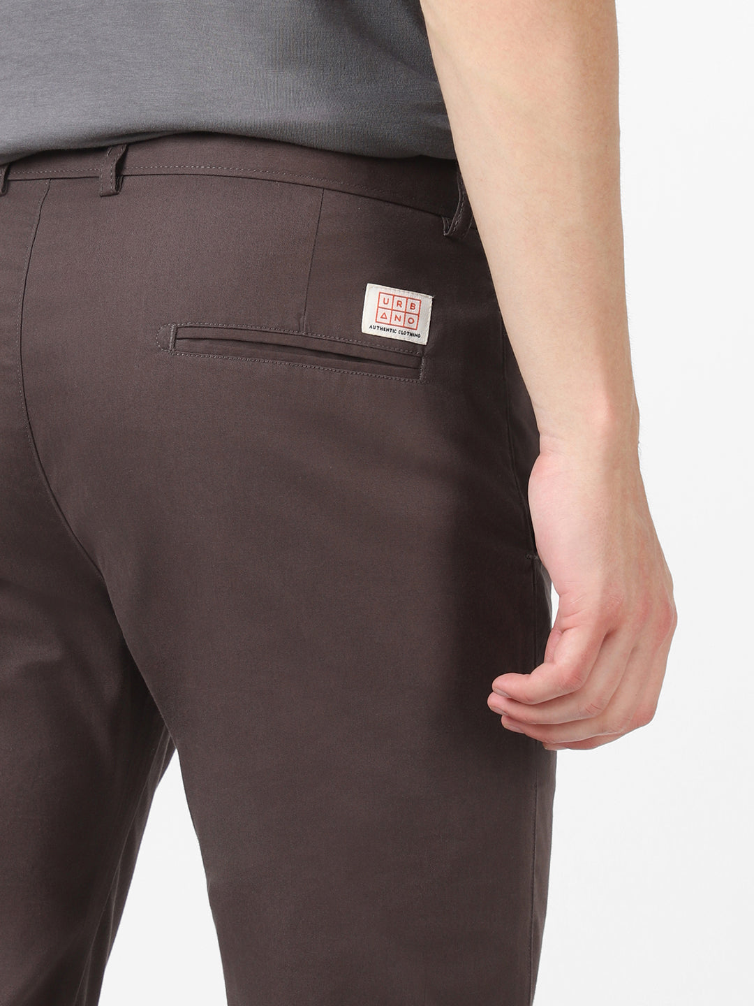 Men's Dark Grey Cotton Slim Fit Casual Chinos Trousers