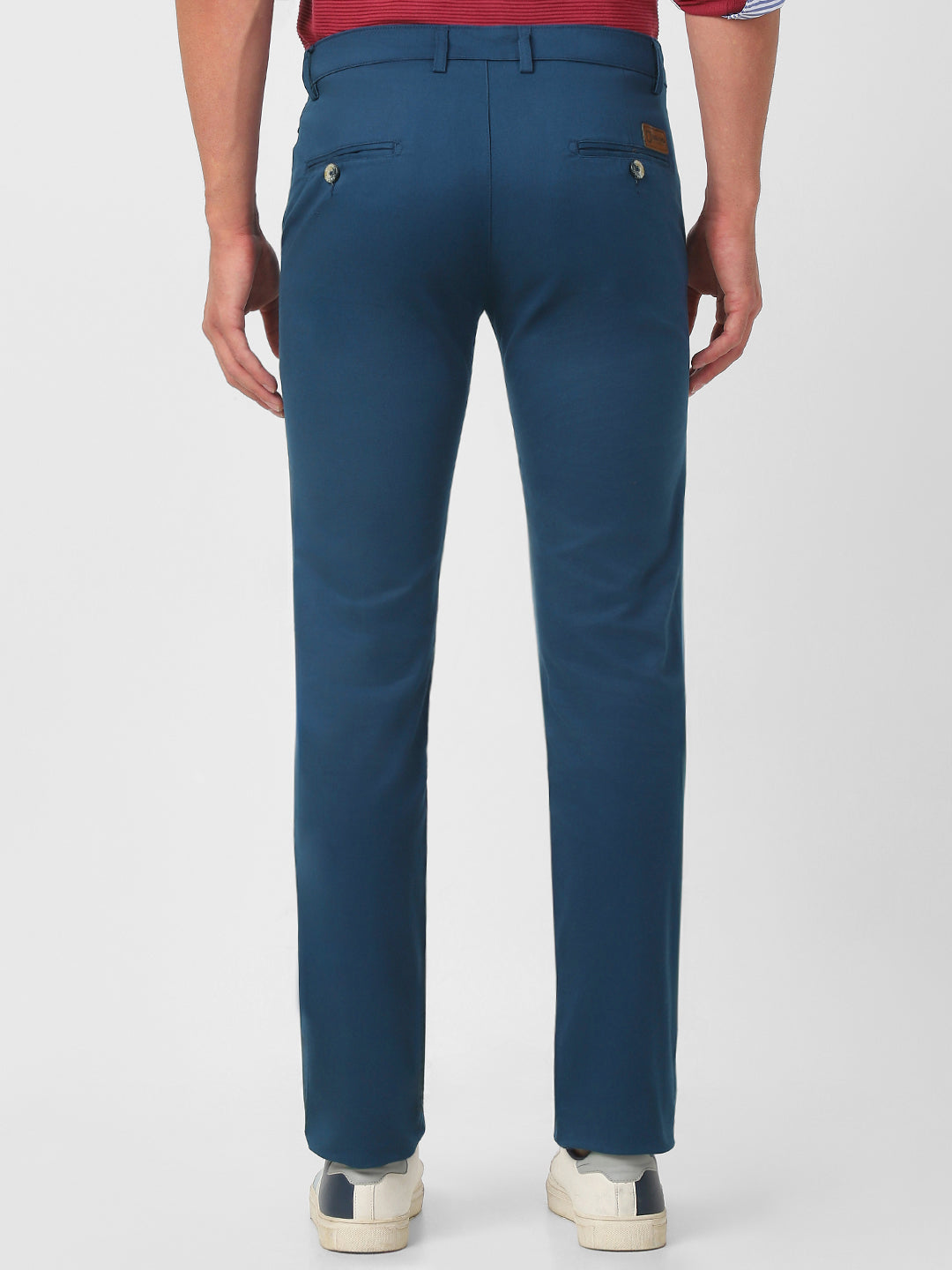 Men's Royal Blue Cotton Slim Fit Casual Chinos Trousers Stretch